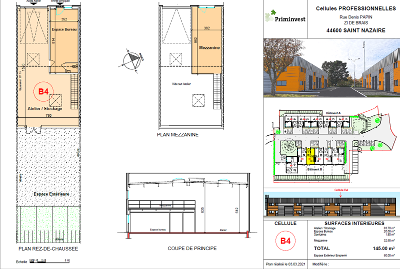 Local d'activité à louer - 146.0 m2 - 44 - Loire-Atlantique